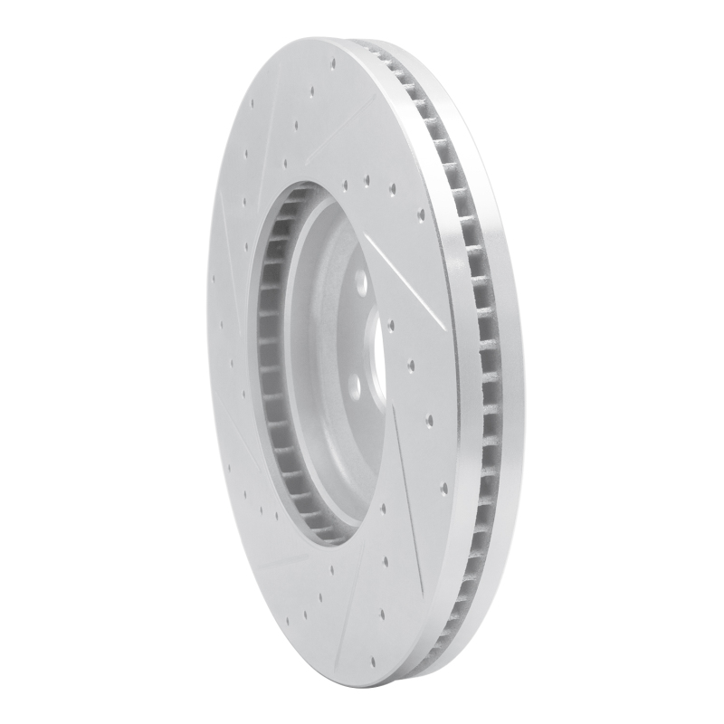 Jaguar E-Pace Brake Rotor (1) - Front Right - R1 Concepts - Drilled & Slotted - Silver - `20-`25